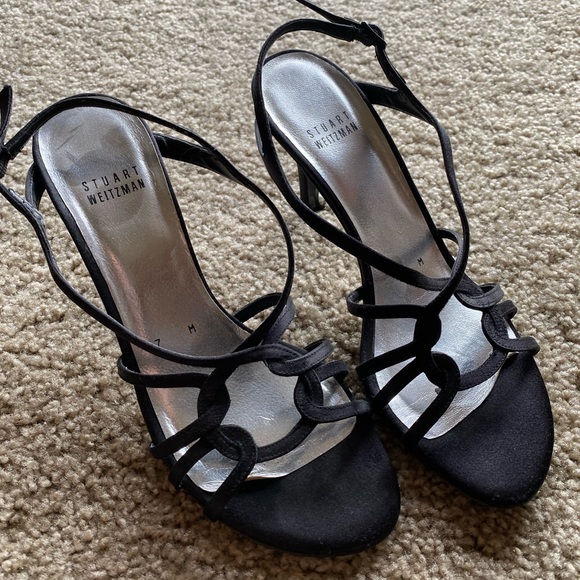 Stuart Weitzman Black Open Toed Heels - Picture 1 of 4